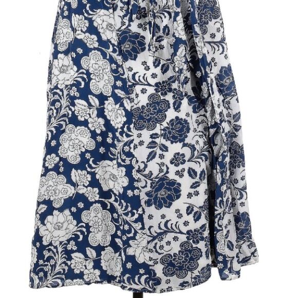Boden 100% Silk Allyson Blue Floral Cottagecore Sleeveless Wrap Midi Dress 12R - Picture 7 of 8